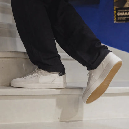 White Leather Navy